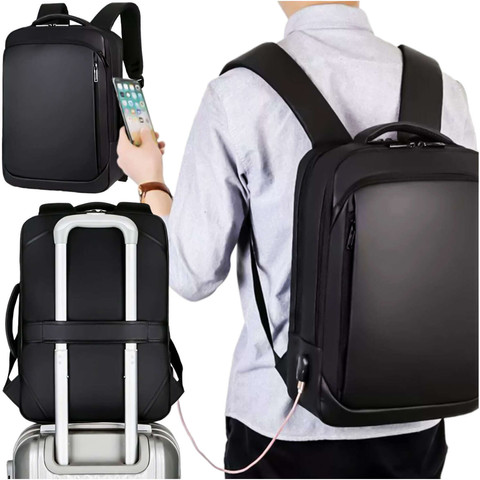 Batoh taška na notebook 15,6 palcový pánský dámský velký kufr do letadla USB unisex 42x30x10cm Alogy voděodolný černý