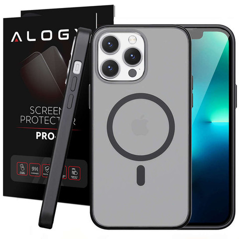 Alogy MagMat matné pouzdro na telefon pro ochranný kryt MagSafe pro Apple iPhone 14 Pro Max Black Glass
