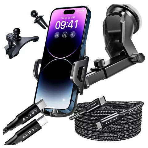 Držák na telefon do auta 3v1 Alogy pro okenní okno pro mřížku palubní desky Cockpit Black