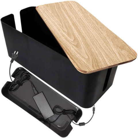 Organizér box na kabely lišty box M stůl podlaha Alogy BOX dřevo Černý