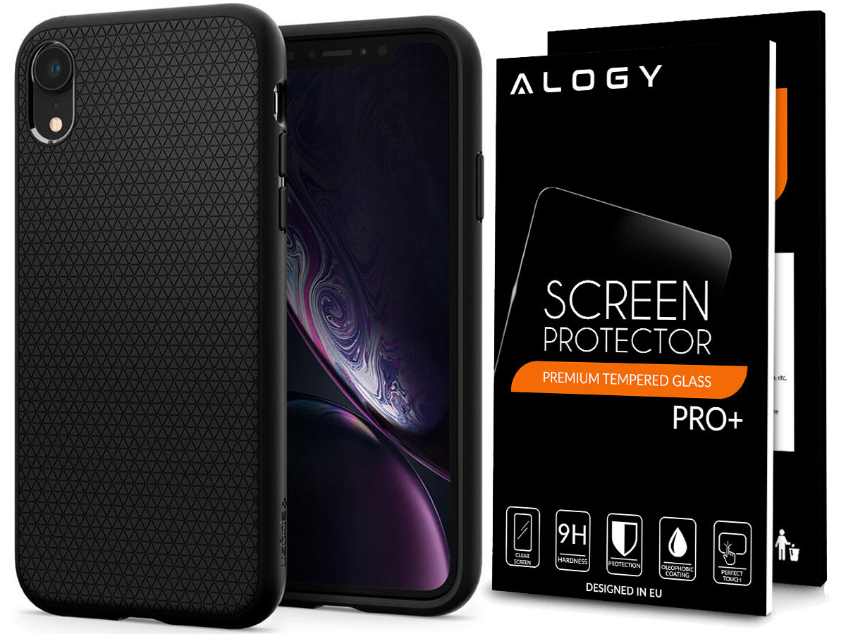 etui na telefon Spigen liquid air w zestawie ze szkłem Alogy