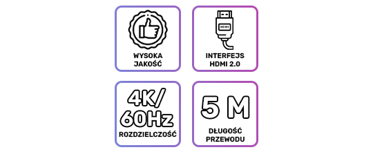 Kabel HDMI 2.0 Alogy 4K 18 GBps 3D 5m
