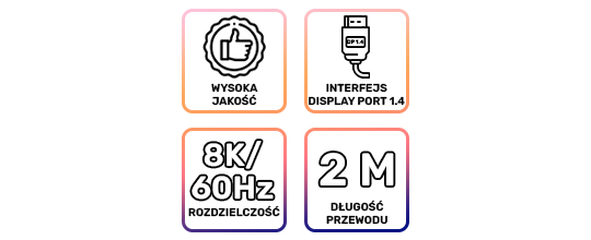 Kabel ze złączem 2x Display Port DP 1.4 Alogy 8K 30AWG 2m