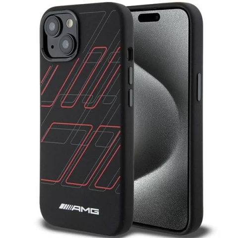 Etui do iPhone 15 AMG Silicone Rhombuses MagSafe czarne