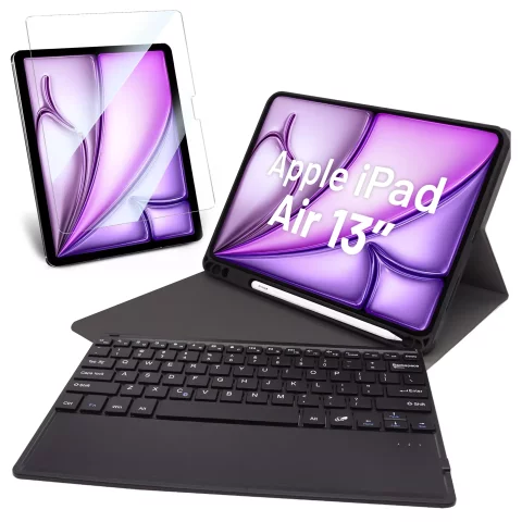 Alogy Keyboard case with stylus holder wireless keyboard for Apple iPad Air 13" black Glass