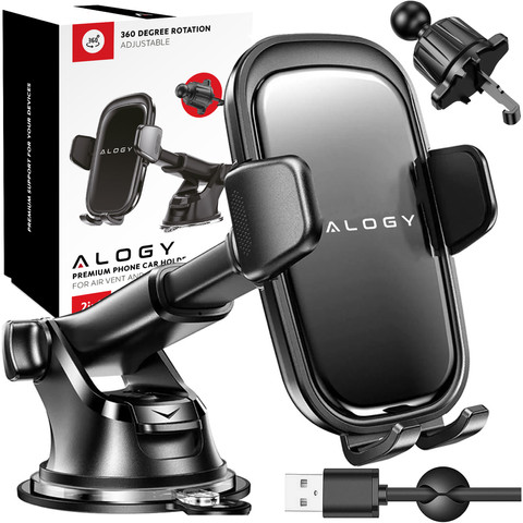 Car phone holder, window, grille, cockpit, dashboard, car, car, for 7" phone Alogy 3in1 Black Organizer