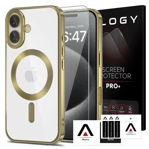 Case MagSafe Case for iPhone 16 Plus Glamour Luxury Slim Ring Alogy case gold transparent