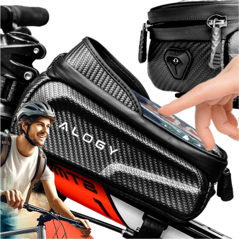 Bicycle bag case for phone 6.7 inch bag bicycle frame holder capacious 2l waterproof Black Alogy