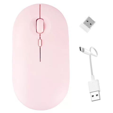 Alogy Wireless Mouse Ergonomic Small Mouse for Laptop PC Bluetooth 2.4GHz Silent Pink