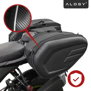 Motocyklová podsedlová brašna 38-58L - Brašna, boční kufry, brašna na zadní sedadlo, vodotěsná, tvrdý materiál, nastavitelná pro motocykl - Alogy RoadPack™ černá