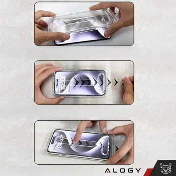 Gehärtetes Glas für Apple iPhone 16 Pro Displayschutzfolie 9H Alogy EasyShield™️ mit Montagerahmen