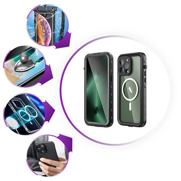 Alogy Waterproof Case IP68 Case with Clear Back 360 Armor Case for MagSafe for Apple iPhone 14 Pro