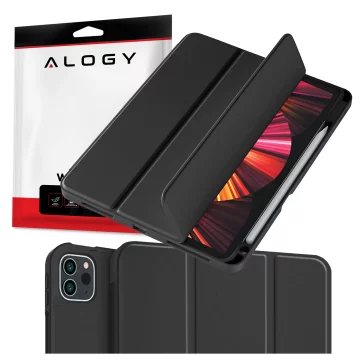 Alogy Book Cover Pencil Case Schutzhülle mit Stifthalter für Apple iPad Air 4 2020 / Air 5 2022 10,9 Zoll, Schwarz