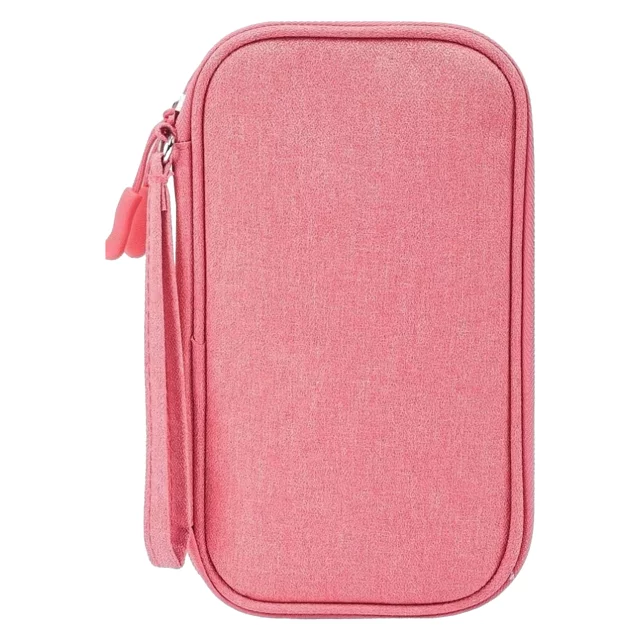 Etui Podróżne na Akcesoria, Organizer na Kable, Ładowarki, Telefon i Powerbank, Wielofunkcyjne i Kompaktowe 21 x 12,5 x 5 cm, Alogy TravelPack™ – Różowe