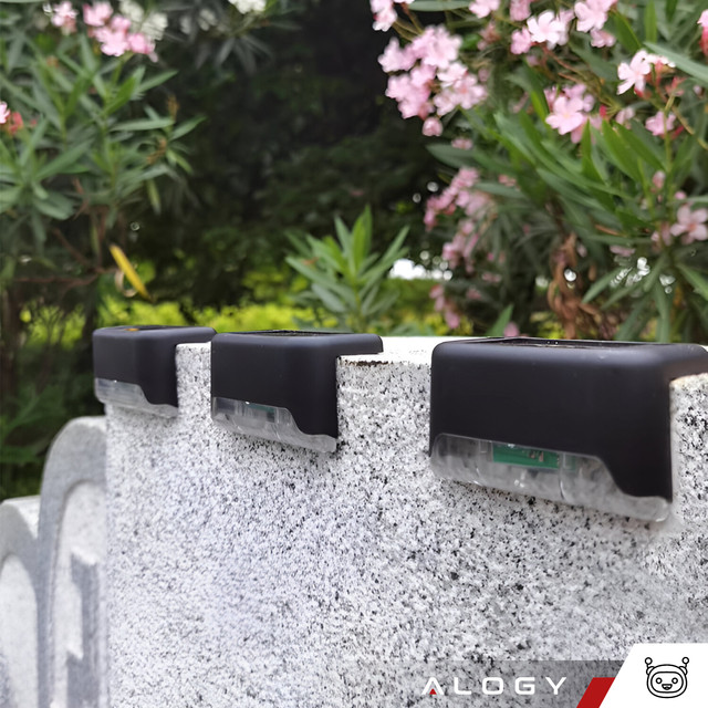 LED solar garden lamp for terrace, balcony, stairs, balustrade with dusk sensor, AAA battery, black