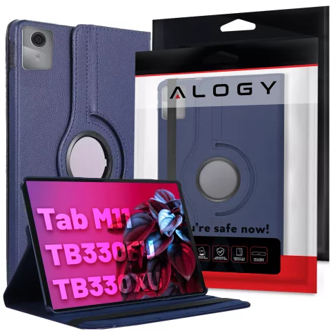 Etui 360 do Lenovo Tab K11 / K11E 11” M11 10.95" TB330FU / TB330XU / TB331FC obrotowe pokrowiec obudowa z klapką na tablet Case Alogy Granatowe