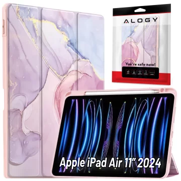 Etui hybrydowe z miejscem na rysik do Apple iPad Air 11" (2024,2025) / Air 10.9" (2020,2022) / Pro 11 (2018) Alogy Hybrid Book Cover Case Marble Różowe