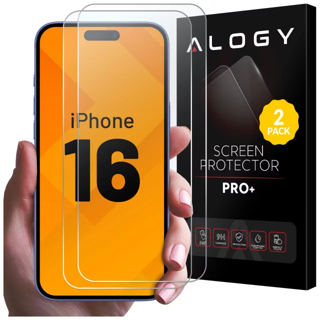 2x Tempered Glass for Apple iPhone 16 Screen Protector 9H Alogy Heavy Pro ™️ [2pcs]