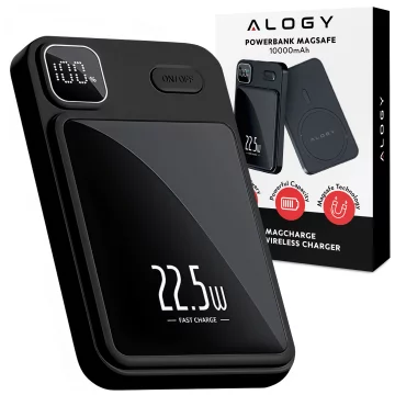 PowerBank Alogy MagCharge 22,5 W PD20W PowerDelivery Schnellladung 10000 mAh kabellos für MagSafe Black