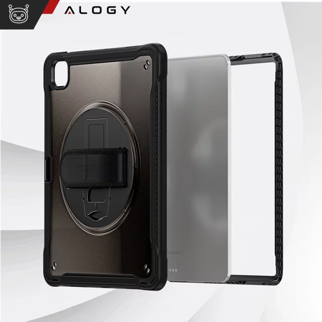 360°-Schutzhülle mit Stifthalter für Apple iPad Air 11" (2024, 2025) / Air 10,9" (2020, 2022) / Pro 11 (2018) – Alogy Pirate 360 ​​Tablet-Hülle, Schwarz