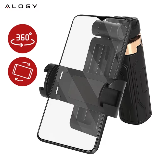 Selfie Stick Mini Tripod stabilny kompaktowy lekki Kijek do Selfie i Statyw Rozkładany 360° z Pilotem Bluetooth 10m, Stojak do Zdjęć i Nagrywania, Alogy FlexiShot™ Czarny