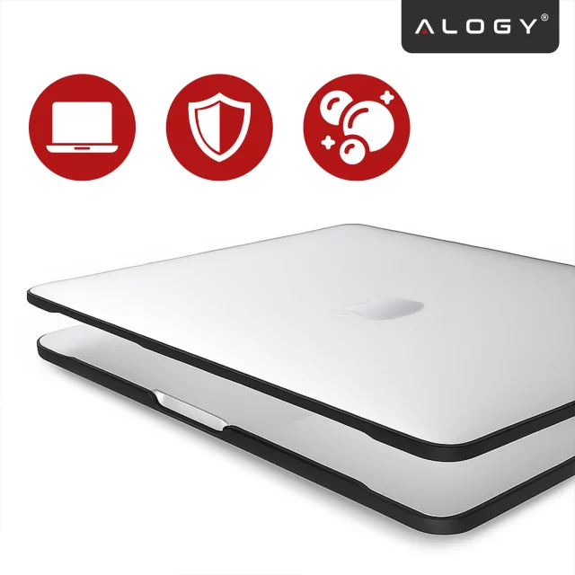 Etui ochronne do Apple Macbook Air 13 13.6" M2 2022 / M3 2024 / M4 2025 (A2681, A3113, A3240) Alogy MatteGuard™ obudowa Matowa Przezroczysta Biel z czarną ramką
