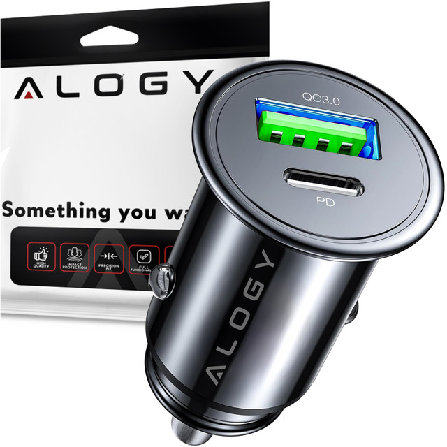 48W USB QC 3.0 Car Charger 18W USB-C C PD 30W Fast Powerful for Alogy Car Phone Matte Black