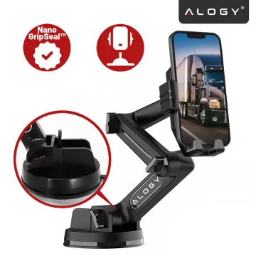 Car Phone Holder 7.2" for Truck Bus Lorry Excavator Car Long 43cm for Windshield Cockpit Alogy Black