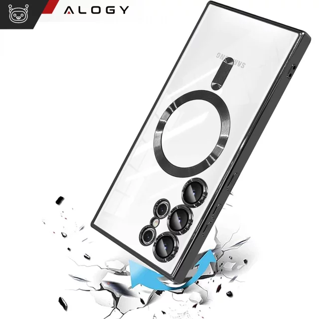 MagSafe-Hülle für Apple iPhone 16 Pro Max Alogy Glamour Luxus-Ringgehäuse Gold-Transparent