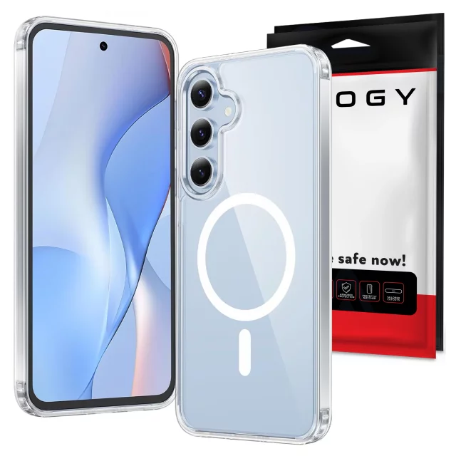 Etui do Samsung Galaxy S24 FE obudowa ochronna na telefon Alogy HybridMag™️ Case do MagSafe Przezroczyste + Szkło Hartowane