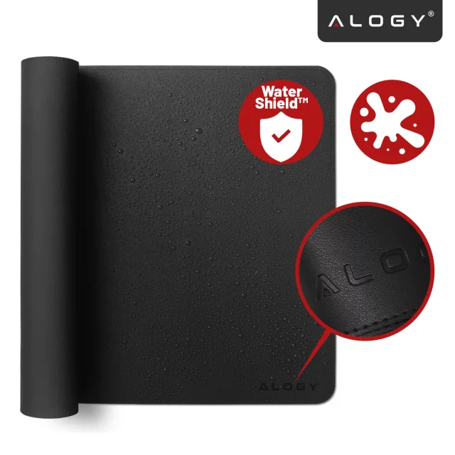 Podkładka na biurko 120×60 cm – antypoślizgowa mata ochronna z eleganckiej ekoskóry PU, pod mysz i klawiaturę, stylowa i trwała – Alogy WorkMat™ Czarna
