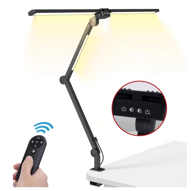 Lampa Biurkowa LED do Monitora ze Składaną Konstrukcją, z potrójnym oświetleniem, Regulowaną Jasnością, z Mocowaniem do Blatu, Ochrona Oczu, Alogy SmartDesk™ – Czarna