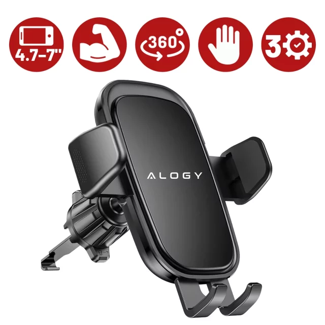 Car phone holder, window, grille, cockpit, dashboard, car, car, for 7" phone Alogy 3in1 Black