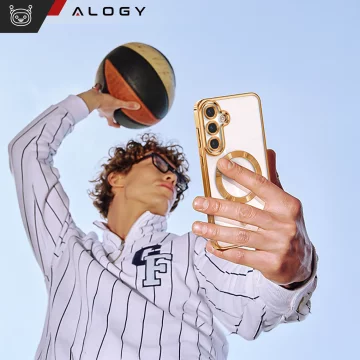 Pouzdro MagSafe pro Apple iPhone 16 Pro Max Alogy Glamour Pouzdro luxusního prstenu zlaté-průhledné