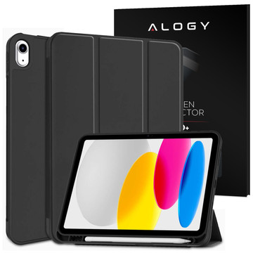 Alogy Book Cover Pencil Case Protective Case for Apple iPad 10gen 10.9 2022 Black Glass