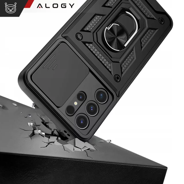 Case for Apple iPhone 16 armored Slide Case Ring camera protection housing Camshield Alogy black