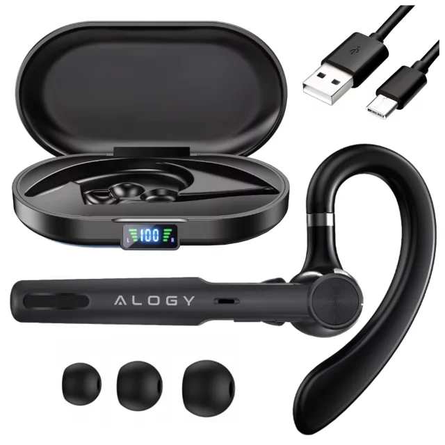 Bezdrátový headset pro hovory Bluetooth 4.0 do auta headset s displejem V8 Black