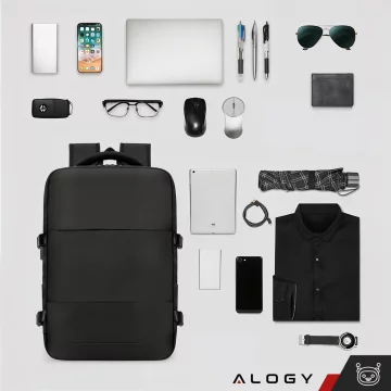 Alogy Backpack for Laptop Travel Accessories 46x32x15 cm for Work School Plane Travel Men's Women's Black