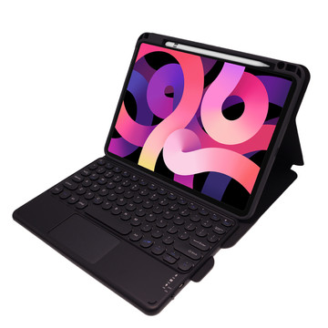 Alogové pouzdro Bluetooth klávesnice Touchpad 4v1 Magnetická tužka pro Apple iPad Air 4 2020/5 2022 Černá