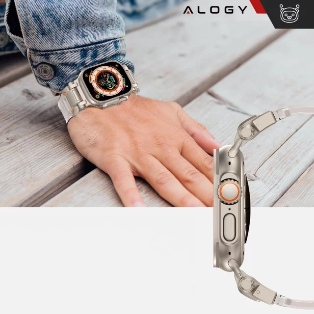 Alogy Luxus-Metall-TPU-Armband für Apple Watch 42/44/45/49 mm, Beige
