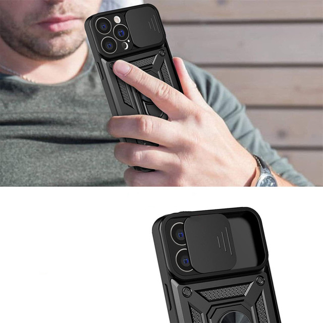 Alogy Camshield Stand Ring Case with Camera Cover for Apple iPhone 13 Pro Glass