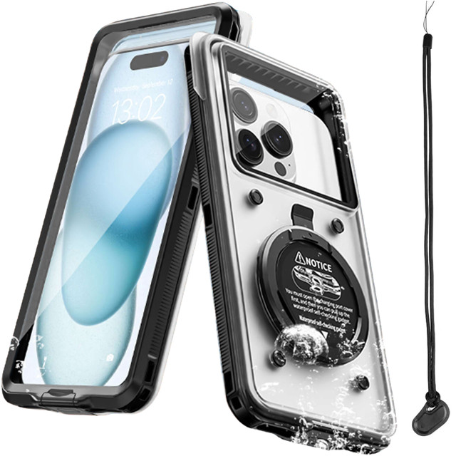 Wasserdichte IPX68 wasserdichte Hülle universell für Telefone bis zu 6,9 Zoll Hülle Wasserhülle Alogy Lanyard Schwarz