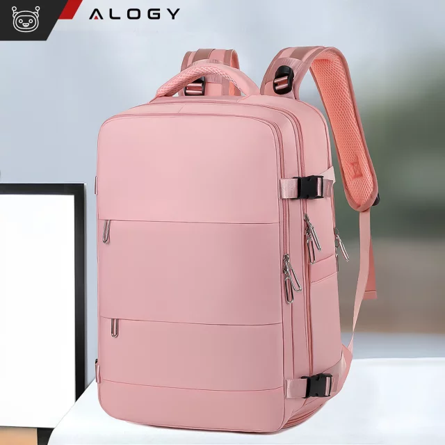 Women's Laptop Backpack Travel Suitcase Luggage for Plane Work School 45x30x20cm Alogy Pink