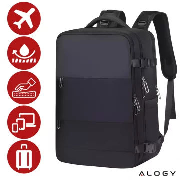 Pánský dámský cestovní batoh na notebook do kufru Zavazadla do letadla Práce do školy 45x30x20cm Alogy Unisex Černá