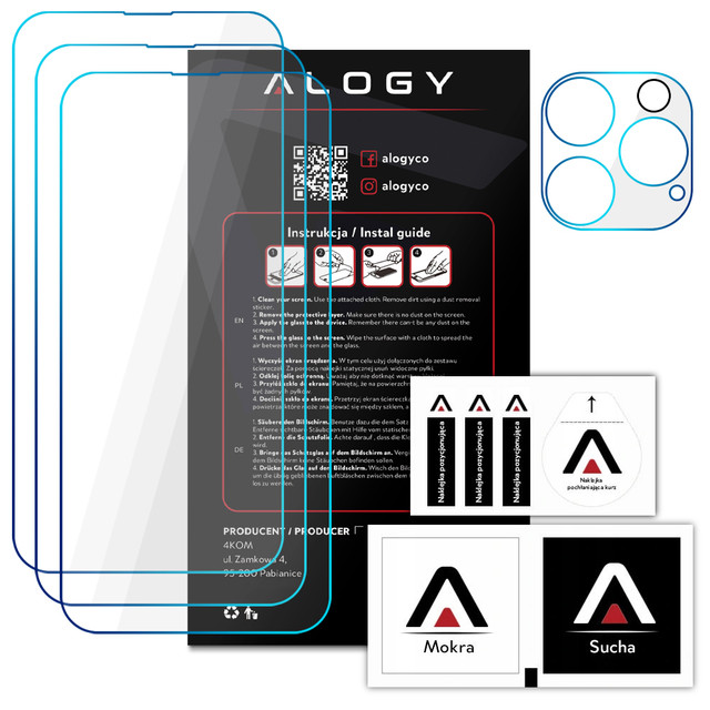 Alogy Glass Pack 3x Tvrzené sklo na displej 9h Sklo na objektiv pro Apple iPhone 14 Pro