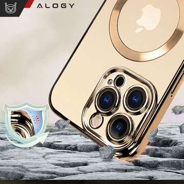 MagSafe Case for Apple iPhone 14 Pro Alogy Glamor Luxury Ring Housing Gold Clear Glass