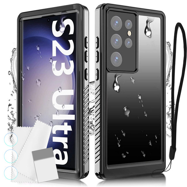 Waterproof case for Samsung Galaxy S23 Ultra 360 Alogy Armor IP68 with lanyard Black