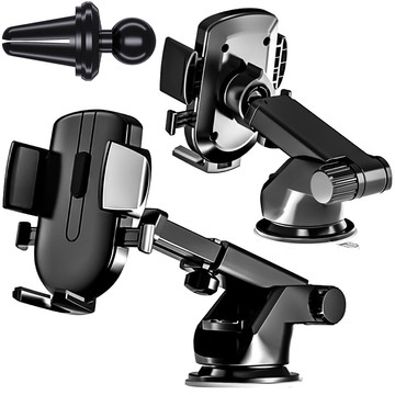 Alogy 2v1 držák telefonu na okno do auta pro mřížku palubní desky černý kabel USB-C 2,4A 1m