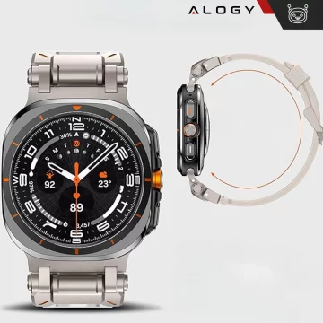 Alogy Luxus-Metall-TPU-Armband für Apple Watch 42/44/45/49 mm, Beige