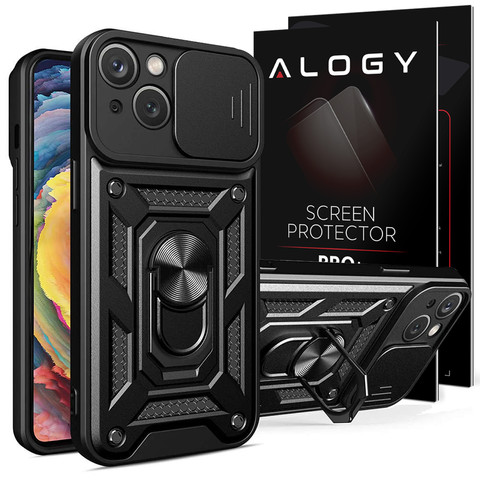 Alogy Camshield Stand Ring Case with Camera Cover for Apple iPhone 14 Plus Glass